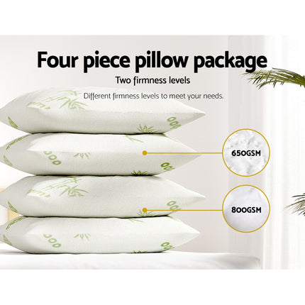 Giselle Bedding 4 Pack Bamboo Pillow Family Hotel.