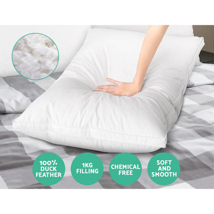 Giselle Bedding Duck Feather Down Pillow Luxury Twin Pack.
