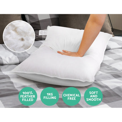 Giselle Bedding Duck Feather Down Pillow Twin Pack.
