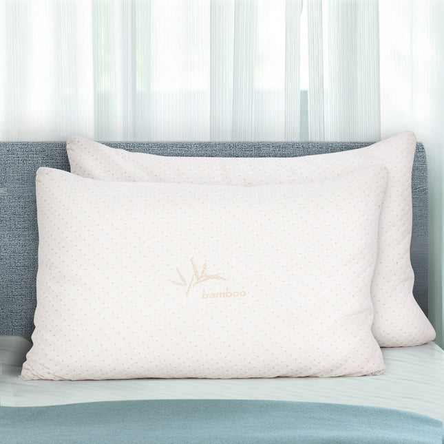 Giselle Bedding Memory Foam Pillow Bamboo Cover Twin Pack.