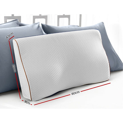 Giselle Memory Foam Pillow Neck Cervical Butterfly Ergonomic Support Grey.