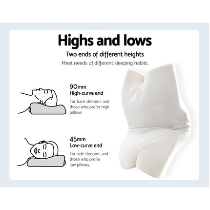 Giselle Memory Foam Pillow Neck Cervical Butterfly Ergonomic Support Grey.