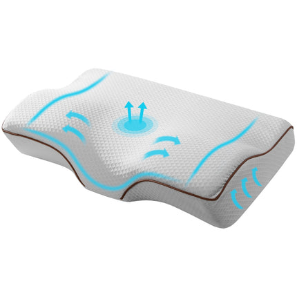 Giselle Memory Foam Pillow Neck Cervical Butterfly Ergonomic Support Grey.