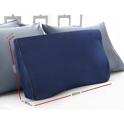 Giselle Memory Foam Pillow Neck Cervical Butterfly Ergonomic Support Navy.