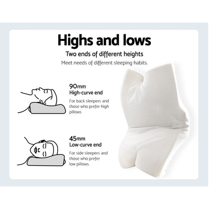 Giselle Memory Foam Pillow Neck Cervical Butterfly Ergonomic Support Navy.