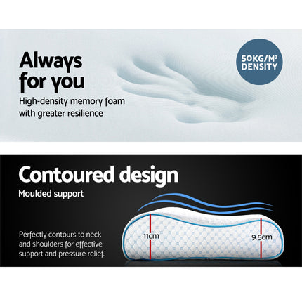 Giselle Bedding Memory Foam Contour Pillow Cool Gel.