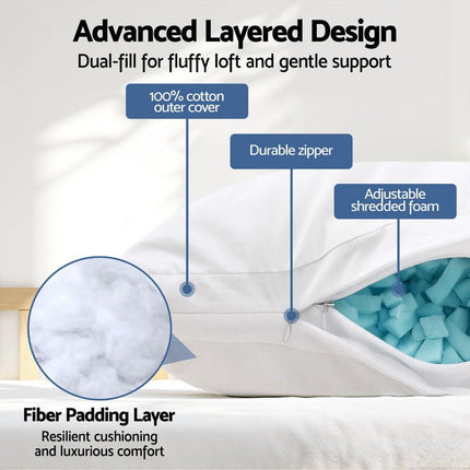 Giselle Bedding Shredded Memory Foam Pillow Adjustable Loft.