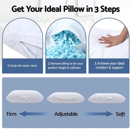 Giselle Bedding Shredded Memory Foam Pillow Adjustable Loft.