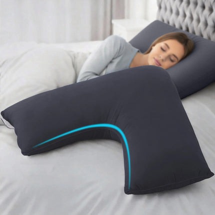 Giselle V Shape Pillow Boomerang Nursing Body Cushion Grey.