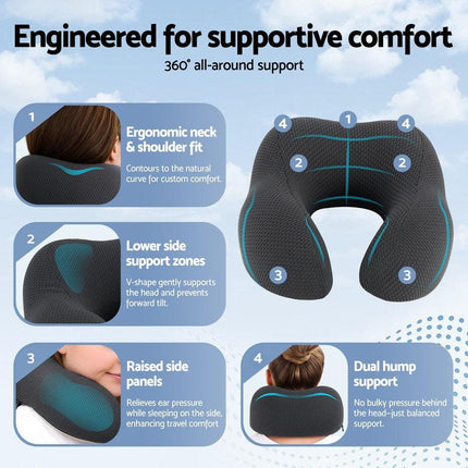 Giselle Bedding Travel Neck Pillow U-Shape Support Memory Foam Plane Car Cushion.