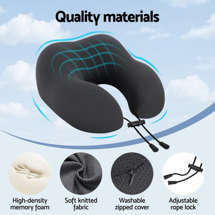 Giselle Bedding Travel Neck Pillow U-Shape Support Memory Foam Plane Car Cushion.