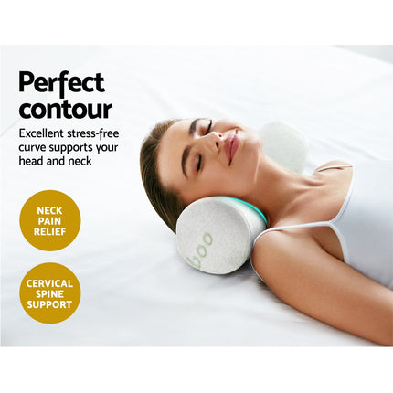 Giselle Bedding Memory Foam Neck Roll Pillow Bamboo Cover.