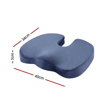 Giselle Bedding Seat Cushion Memory Foam Pillow Back Pain Relief Chair Pad Blue.