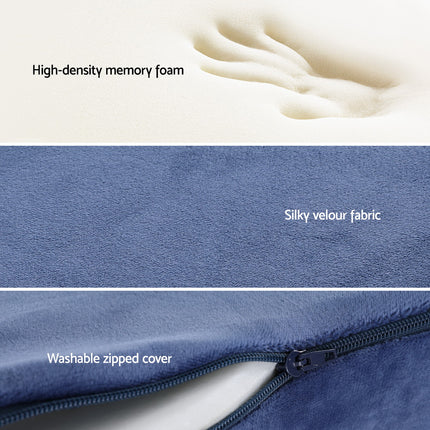 Giselle Bedding Seat Cushion Memory Foam Pillow Back Pain Relief Chair Pad Blue.