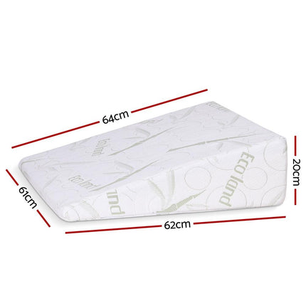 Giselle Bedding Wedge Pillow Gel Memory Foam Ergonomic Support Bamboo Cover.