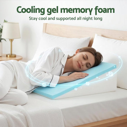 Giselle Bedding Wedge Pillow Gel Memory Foam Ergonomic Support Bamboo Cover.