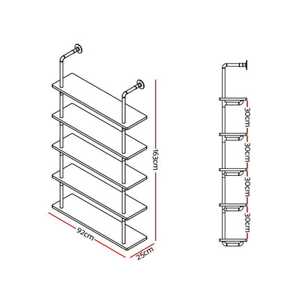 Artiss Floating DIY Pipe Shelf 5 Tiers - ISSA.