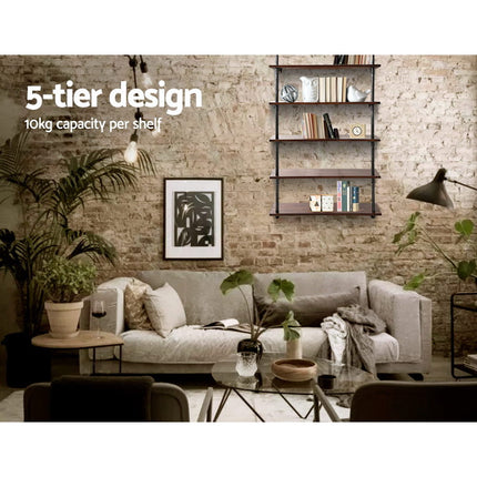 Artiss Floating DIY Pipe Shelf 5 Tiers - ISSA.