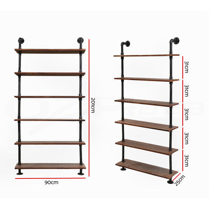 Artiss Floating DIY Pipe Shelf 6 Tiers - IRA.