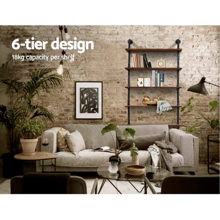 Artiss Floating DIY Pipe Shelf 6 Tiers - IRA.