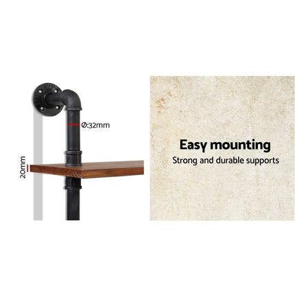 Artiss Floating DIY Pipe Shelf 6 Tiers - IRA.