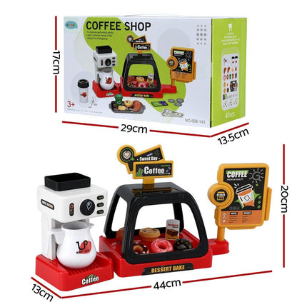 Keezi Kids Pretend Role Play Toy Coffee Shop with Coffee Maker Machine Play Money Food Tea Party Set.