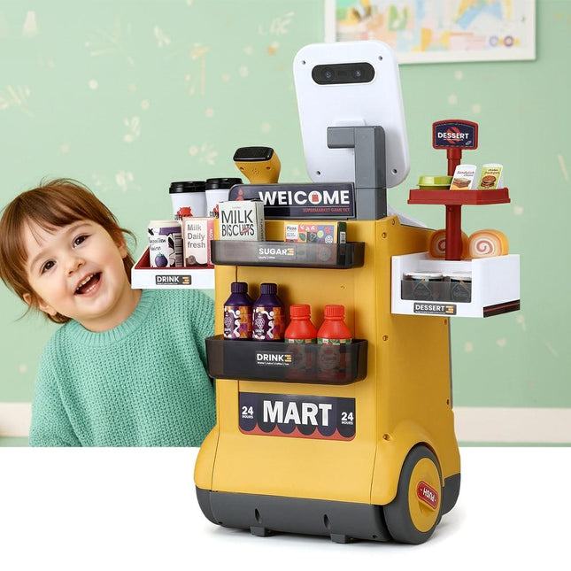 Keezi Kids Pretend Playset Supermarket Shopping Role Play Toy Cash Food 48PCS.