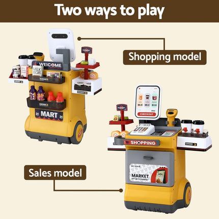Keezi Kids Pretend Playset Supermarket Shopping Role Play Toy Cash Food 48PCS.