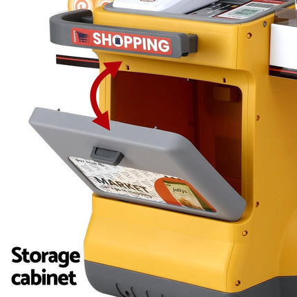 Keezi Kids Pretend Playset Supermarket Shopping Role Play Toy Cash Food 48PCS.
