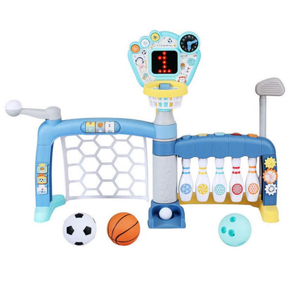 Keezi Kids Basketball Hoop Stand Bowling Baseball Golf Game Sports Toys Set Blue.