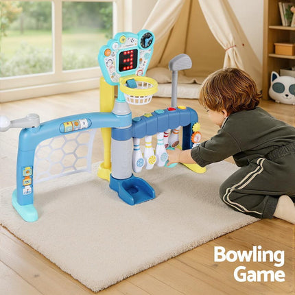 Keezi Kids Basketball Hoop Stand Bowling Baseball Golf Game Sports Toys Set Blue.
