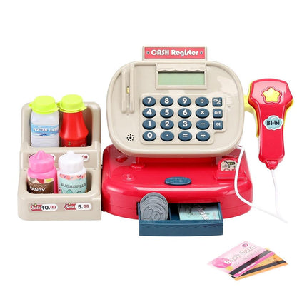 Keezi Kids Cash Register Calculator Pretend Play Shops Money Checkout Toys Set.