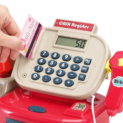 Keezi Kids Cash Register Calculator Pretend Play Shops Money Checkout Toys Set.