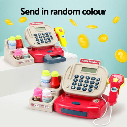 Keezi Kids Cash Register Calculator Pretend Play Shops Money Checkout Toys Set.