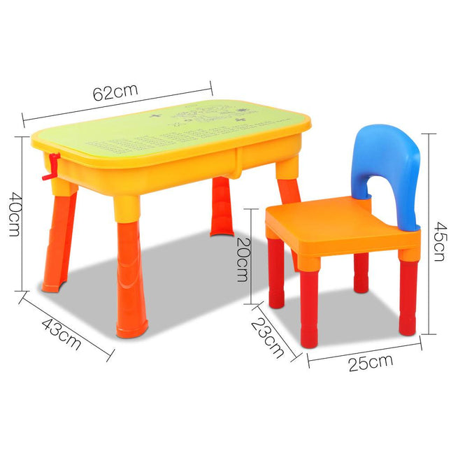 Keezi Kids Sandpit Pretend Play Set Sand Water Table Chair Outdoor Beach Toy.