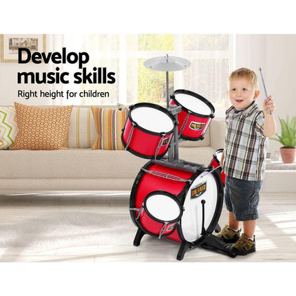 Keezi Kids 7 Drum Set Junior Drums Kit Musical Play Toys Childrens Mini Big Band.