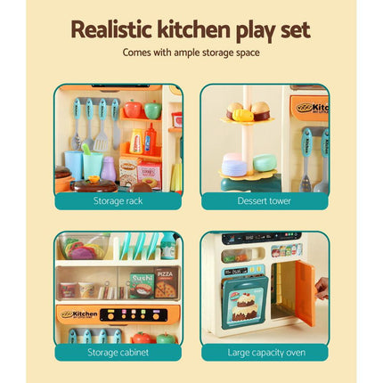Keezi Kids Kitchen Pretend Play Set Cooking Sound Steam Light Function.