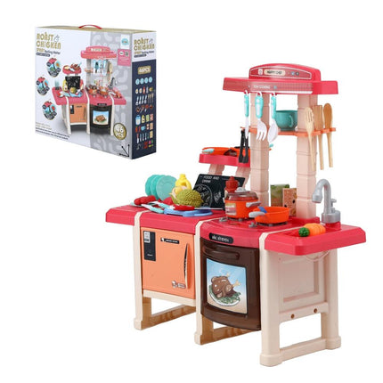 Keezi Kids Kitchen Pretend Play Set Cooking Sound Steam Light Function.