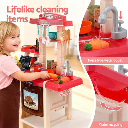Keezi Kids Kitchen Pretend Play Set Cooking Sound Steam Light Function.