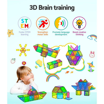 Keezi 100pcs Kids Magnetic Tiles Blocks Building Educational Toys Children Gift.
