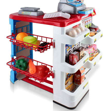 Keezi Kids Pretend Role Play Supermarket 24 Piece Playset Cash Register Trolley.