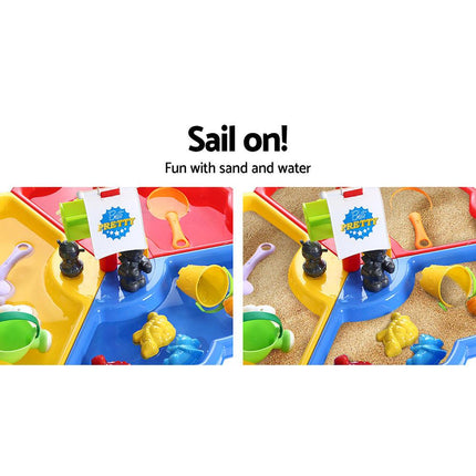 Keezi Kids Sandpit Pretend Play Set Outdoor Sand Water Table Beach Toy.