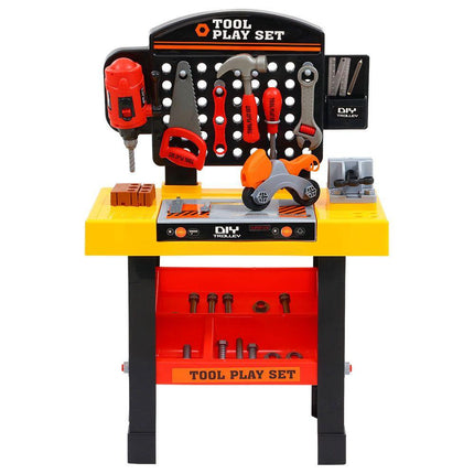 Keezi Kids Pretend Workbench DIY Tools 54 Piece Children Role Play Toys Black.