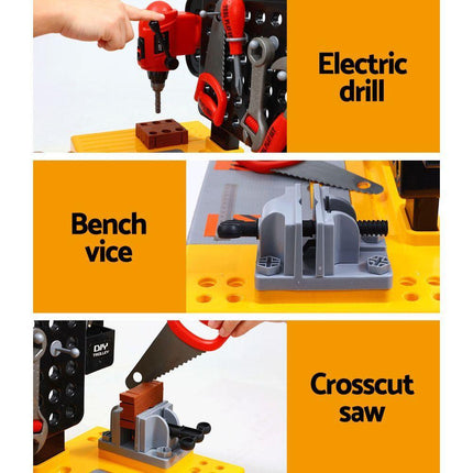 Keezi Kids Pretend Workbench DIY Tools 54 Piece Children Role Play Toys Black.