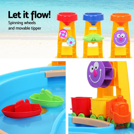 Keezi Kids Sandpit Pretend Play Set Water Sand Table Children Outdoor Toy Umbrella.