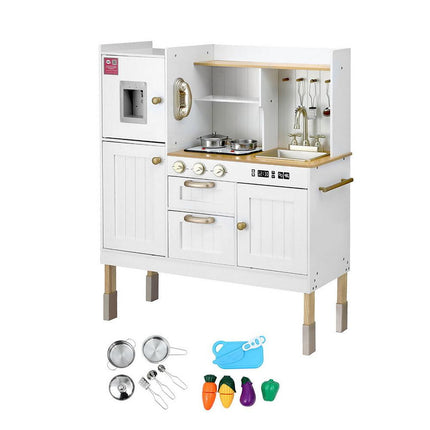Keezi Kids Kitchen Play Set Wooden Pretend Toys Cooking Children Storage Golden.
