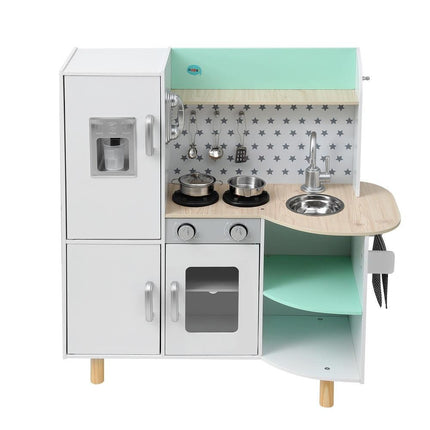 Keezi Kids Wooden Pretend Kitchen Play Sets Cooking Toys Oven Fridge 85CM Green.