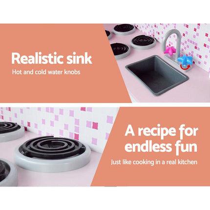 Keezi Kids Kitchen Play Set Wooden Pretend Toys Cooking Children Fridge Oven Red.