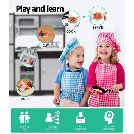 Keezi Kids Kitchen Play Set Wooden Pretend Toys Cooking Children Stove Fridge.