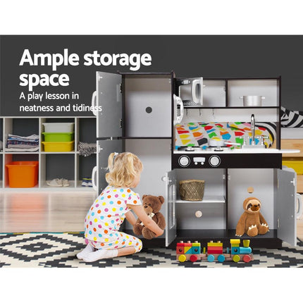 Keezi Kids Kitchen Play Set Wooden Pretend Toys Cooking Children Stove Fridge.